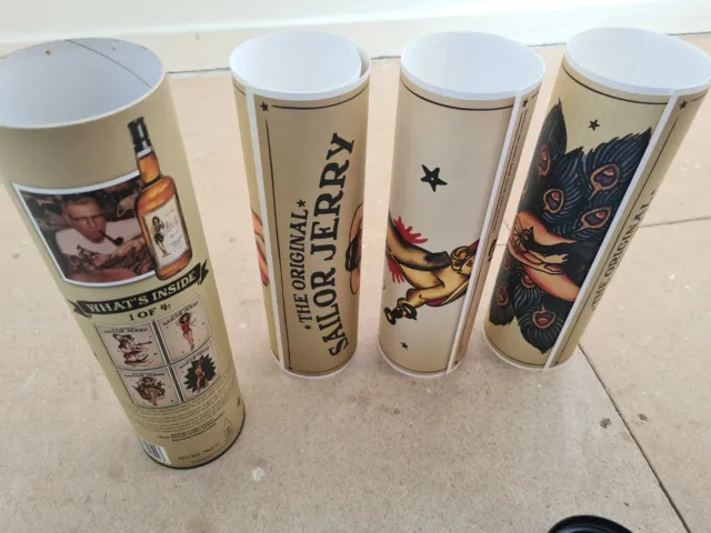 Sailor Jerry empty tube & 3 posters. Limited edition. 