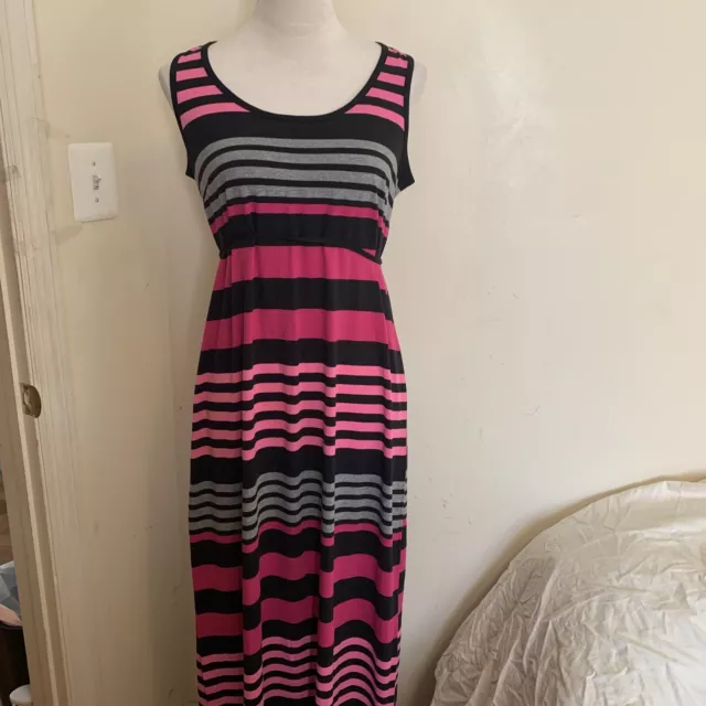 NWT Motherhood Maternity Sleeveless Maxi Dress Striped Size Medium