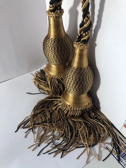 Hanging Large Drapery Tassels Gold And Black 3