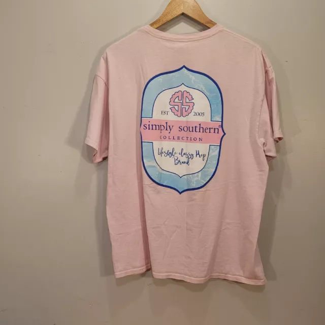 Simply Southern "Lifestyle Classy Prep Brand" Light Pink Summer T-Shirt Size XL