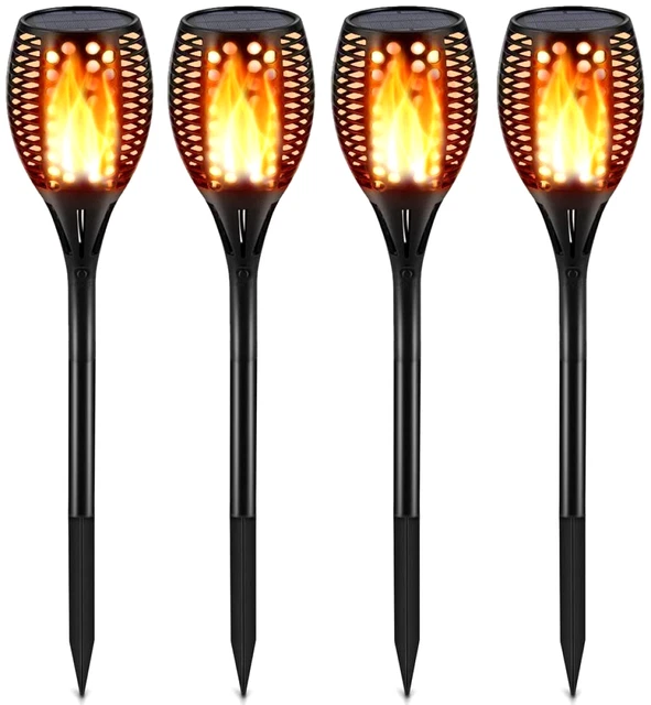 4 Pack Landscape Garden Decoration Solar Lights Waterproof Flames Torches Patio