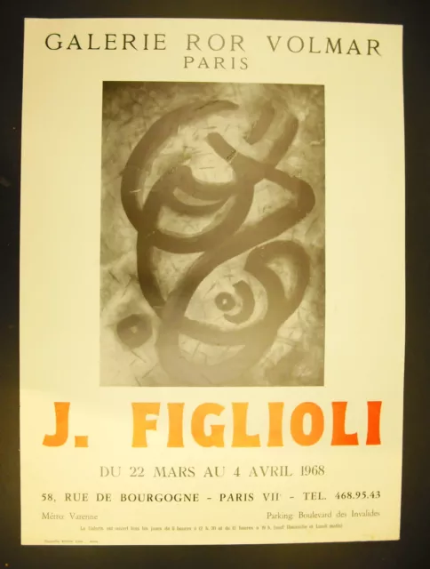 Affiche exposition J Figlioli Galerie Ror Volmar 22 mars 1968