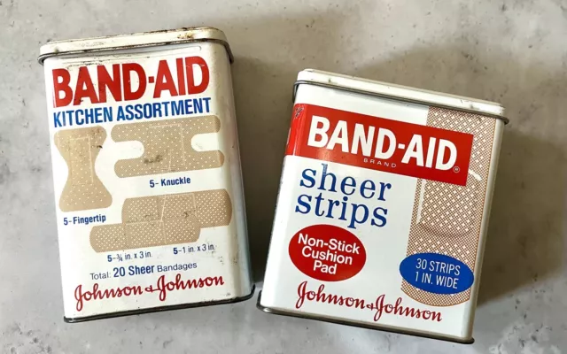 Vtg Band-Aid Tin Johnson & Johnson-Kitchen Assortment & Sheer Bandages-Empty