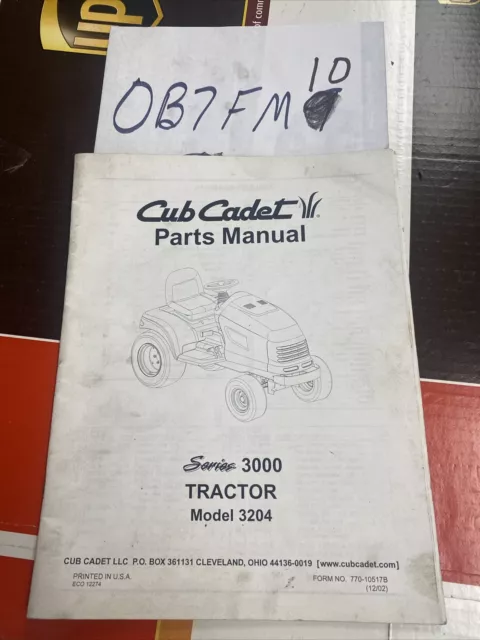 Cub Cadet Parts Manual Model No. 3204