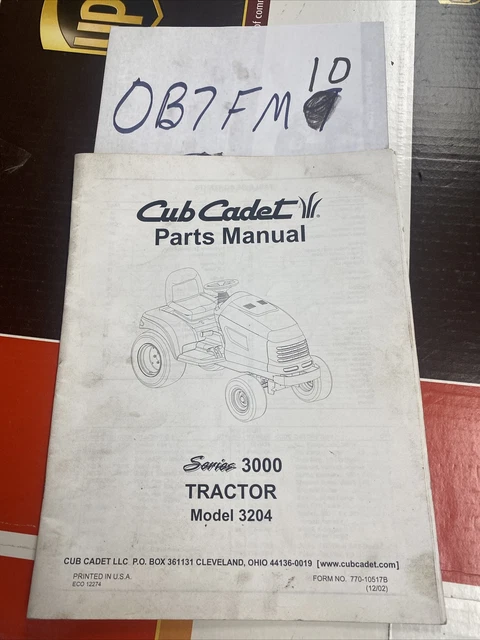 Cub Cadet Parts Manual Model No. 3204
