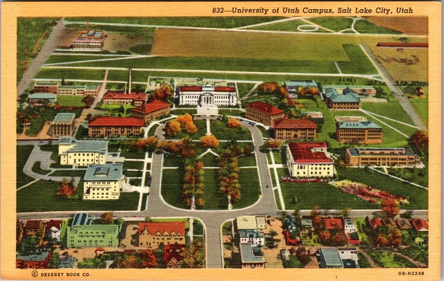 Salt Lake City UT-Utah, Aerial View University Of Utah Campus Vintage Postcard