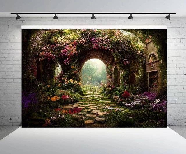 7X5FT FABRIC VINTAGE Arch Garden Backdrop for Photography Party Photo