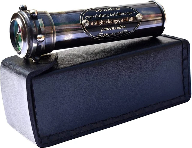 Vintage Handmade brass antique finish kaleidoscope gift everyone with leather