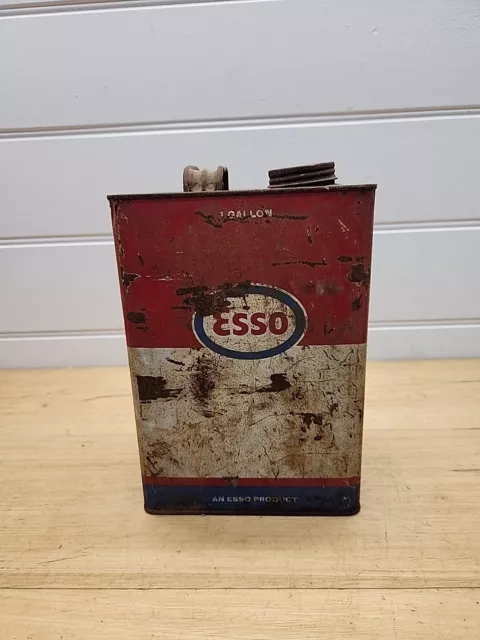 Old Esso Australia Motor Oil 1 Imperial Gallon Oil Tin Can Vintage Car Garage