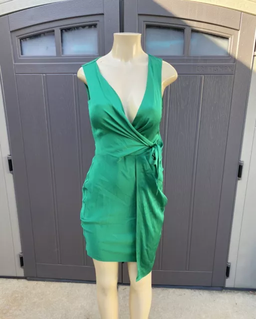 Women Diane Von Furstenberg Green Silk Dress Size 4