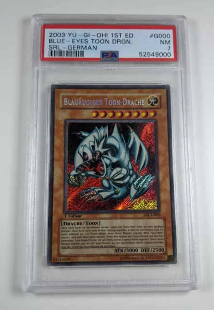 PSA 7 YuGiOh Blue Eyes Toon Dragon SRL-G000 First Edition German 2003