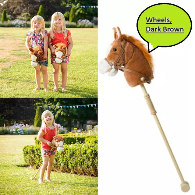 Hobby Horse Toy with Sounds, Handles and Wheels, Dark Brown