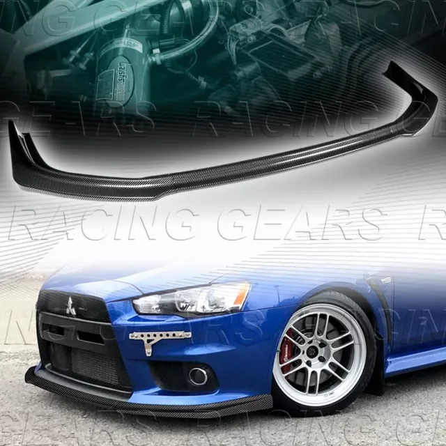 R-Style Carbon Painted Front Bumper Spoiler Lip Fit 08-15 Mits Evo X10 Evolution