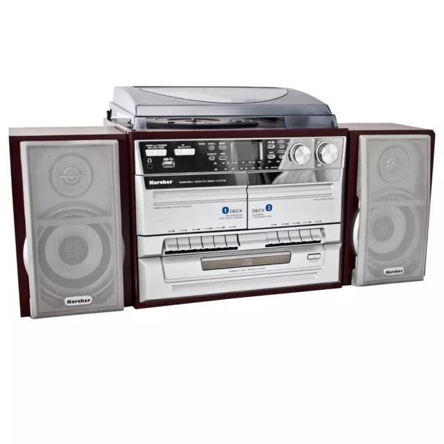 Karcher KA 320 Kompakt Stereoanlage CD USB MP3 Radio Schallplatten Kassette