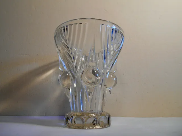 Ancien vase en verre épais moulé décor en relief  art deco style Lalique