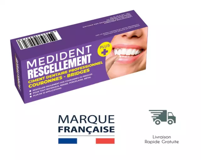 Ciment Dentaire MEDIDENT Colle pour Couronnes ou Bridges - Adhérence Renforcée -