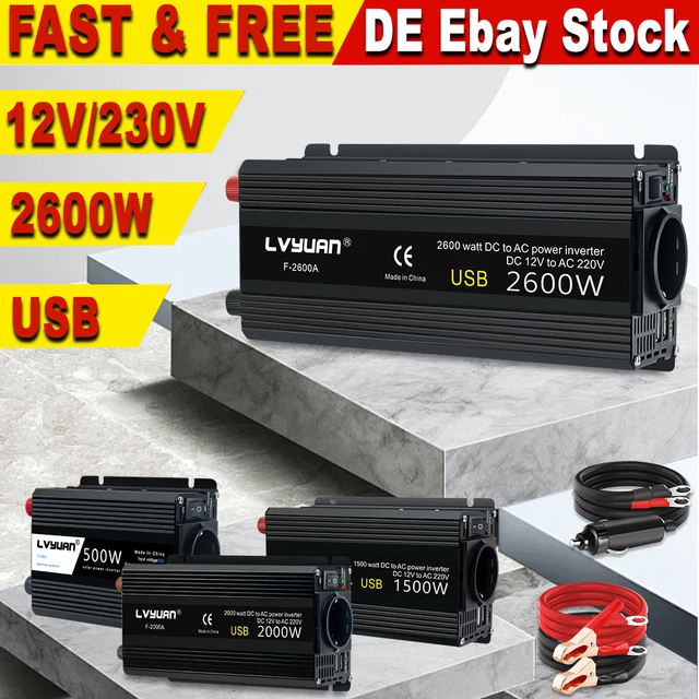 Adaptador Convertidor De Voltaje 550W 1100W 12V 240V Inversor De Corriente USB Con 1 Enchufe Y Panta Meterk Adaptador | En Línea