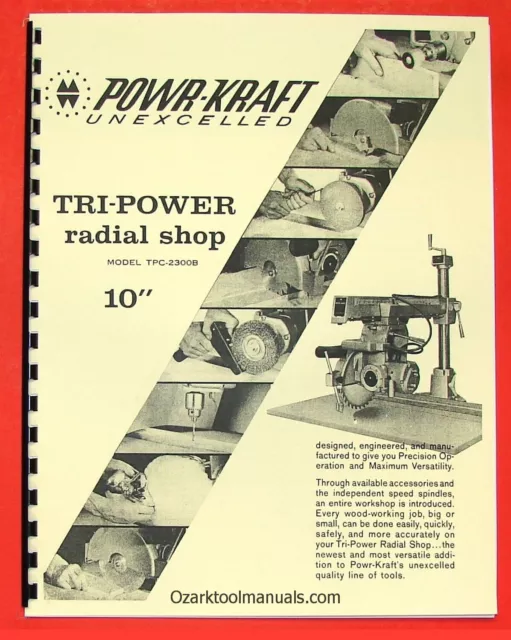 POWR-KRAFT 10" Radial Arm Saw TPC-2300B Owners Instructions & Parts Manual 0562