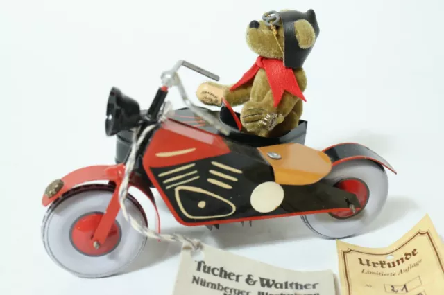 Tucher & Walther Blechmotorrad Motorrad Blechspielzeug Hermann Teddybär Teddy 3