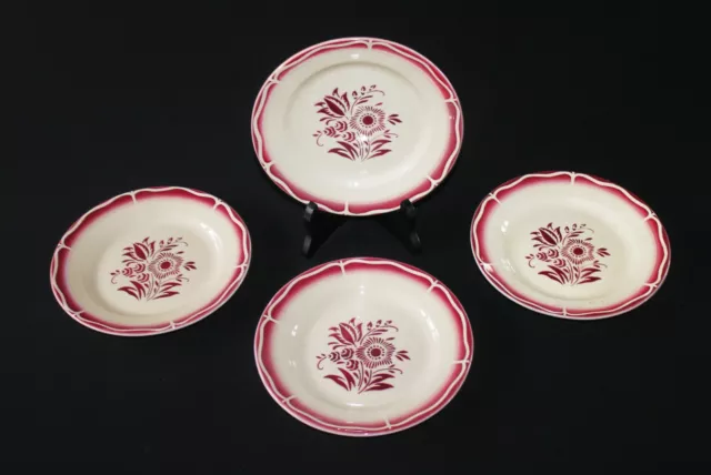 Ensemble de 4 assiettes à dessert en faïence de Digoin Sarreguemines modèle Ala