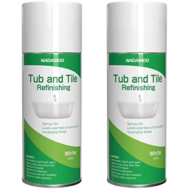 2 PACK Tub & Tile Spray Paint White,Bathtub Refinishing,Semi-Gloss Glaze Coating