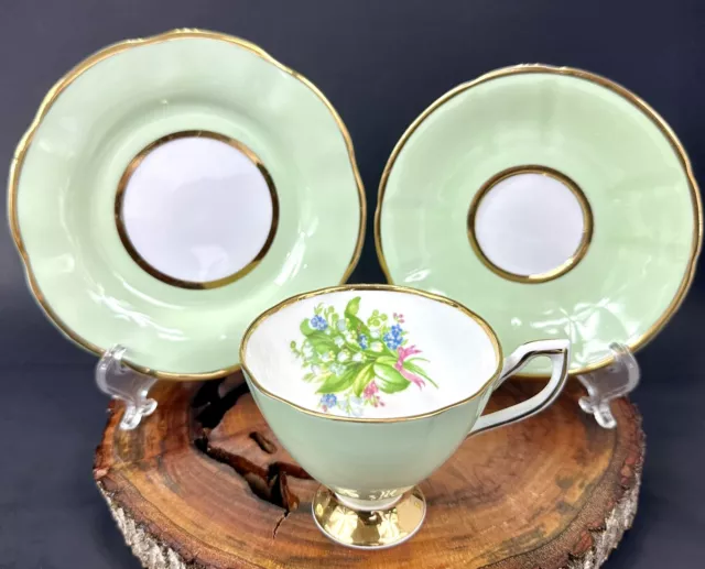 Vintage Clare Mint Bone China Teacup, Saucer & Tea Plate Trio Made In England