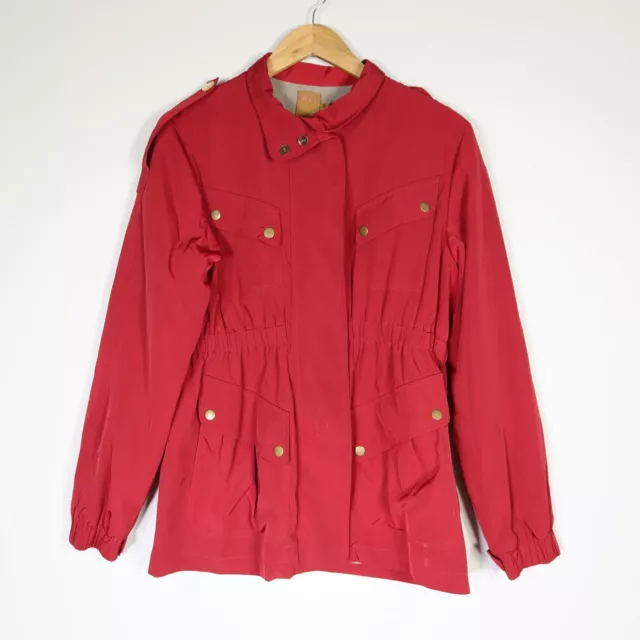 Ali Ro Jacket Womens 2 Red Rain Trench Full Zip Anorak Snap Closure Pockets