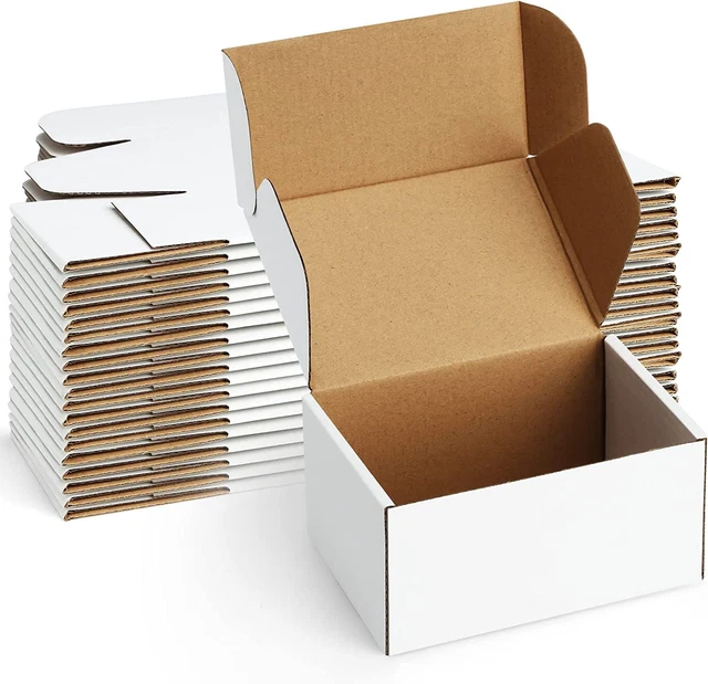 Poever Shipping Boxes 6x4x3 inches Small Mailing 25 Inches, White