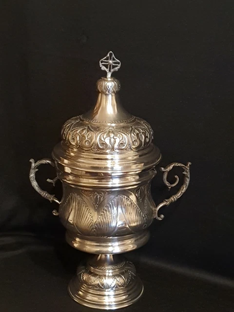 antikes großes Ziborium mit Griffen katholisch, orthodox, Silber? Deckel-Pokal *