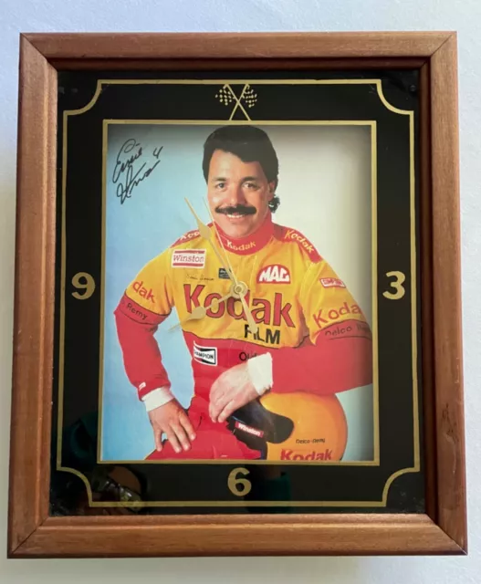 Vintage 1993 Nascar Ernie Ervan Wall Clock, Signed, Wood Frame, Orig Box WORKS!