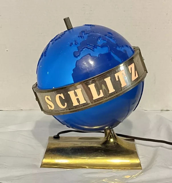 Vintage 1956 Schlitz Beer Cash Register Light Sign Rotating Motion Globe