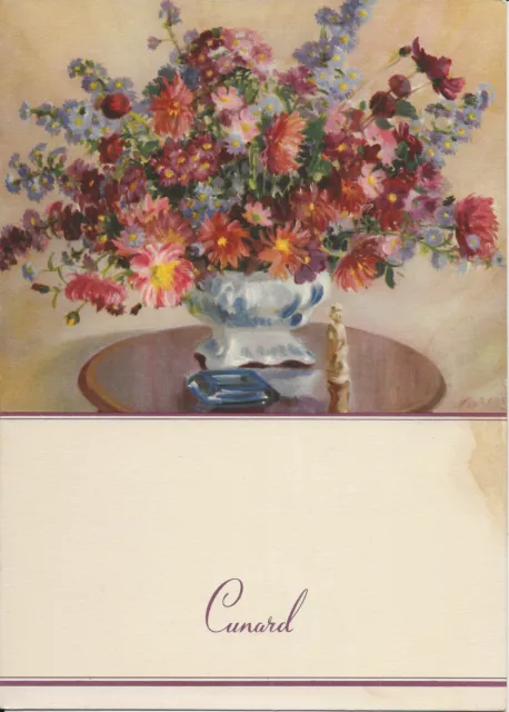 Cunard, opening Luncheon Menu, on-board Media 12.12.1951, 7 x 10", CL5/B.294