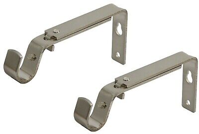 Pillar Products CURTAIN ROD BRACKETS 32mm 1-Pair Adjustable, Brushed Chrome