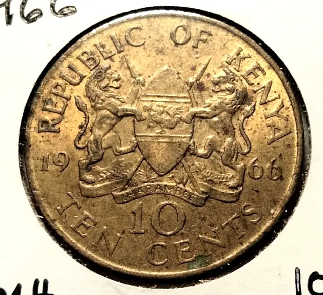 1966  Kenya  10 Cents Coin  - KM#2 - Combined Shipping  (INV#5057)