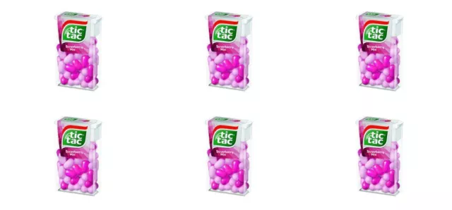 6 caramelle aromatizzate alle fragole Tic Tac, 0,6 once (18 g.)
