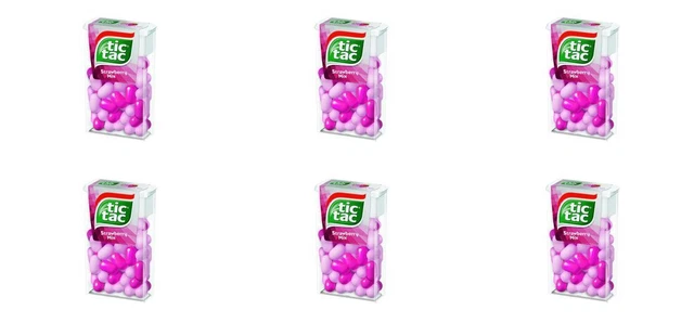 6 caramelle aromatizzate alle fragole Tic Tac, 0,6 once (18 g.)