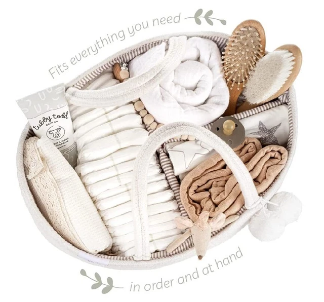 Baby Diaper Caddy Organizer - Rope Nursery Storage Bin - Diaper Storage Basket - 3