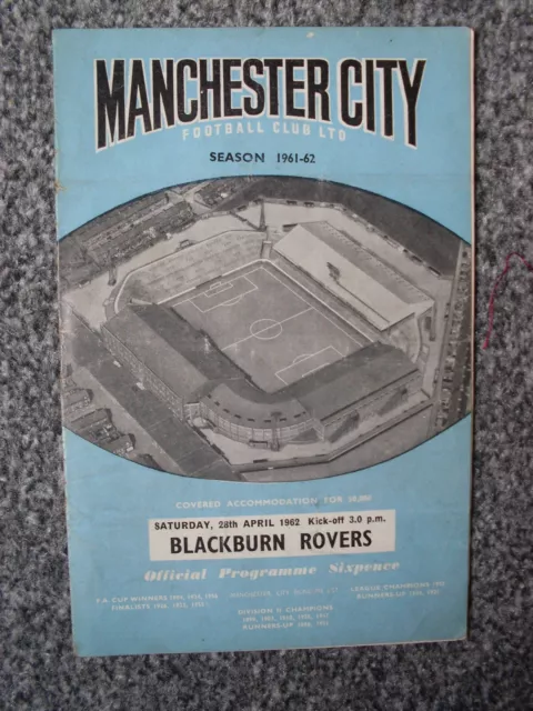 Manchester City   v  Blackburn Rovers  28/04/62   Div  1