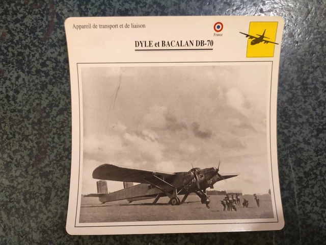 DYLE ET BACALAN DB 70 transport fiche aviation plane lobbycard carte ...