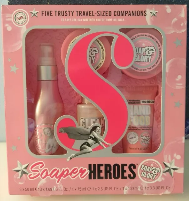 Set Scatola Soap And Glory Soaper Heroes Dimensioni Viaggio Compagni Cinque Articoli Nuovo