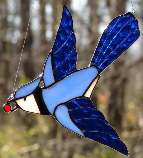 Stained Glass Blue Jay Sun Catcher