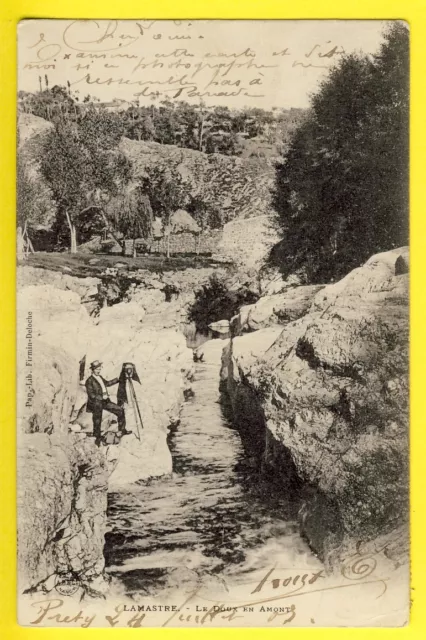 cpa RARE Auvergne written in 1903 LAMASTRE Ardèche Le DOUX upstream photographer