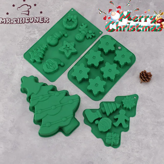 Christmas Tree Elk Silicone Mousse Cake Baking Mold Santa Snowflake Chocolate Bi