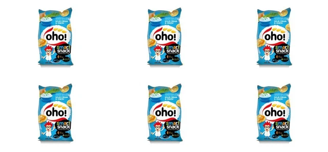 6 x oho! Patatine fritte al gusto di panna acida e cipolle, 2,1 once. (60 g.)