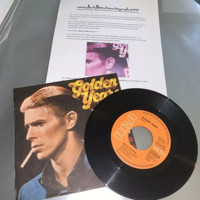 David Bowie Autograph On 7” Record Cover Authenticated By Andy Peters