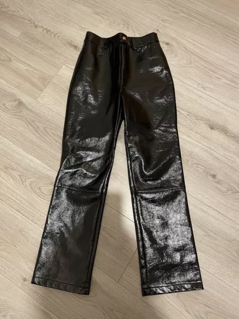 Pantalon femme noir brillant PVC brillant brillant haute brillance taille 8 L28
