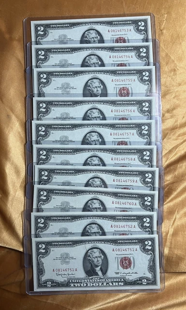 ✯ (12 Avaialable) 1963 Two Dollar Note Red Seal✯ $2 Bills ✯US CURRENCY✯ BU