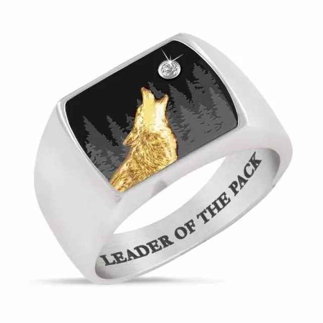 New Men's Punk Vintage Silver Gold Wolf Moon Black Finger Rings Jewelry Size 9
