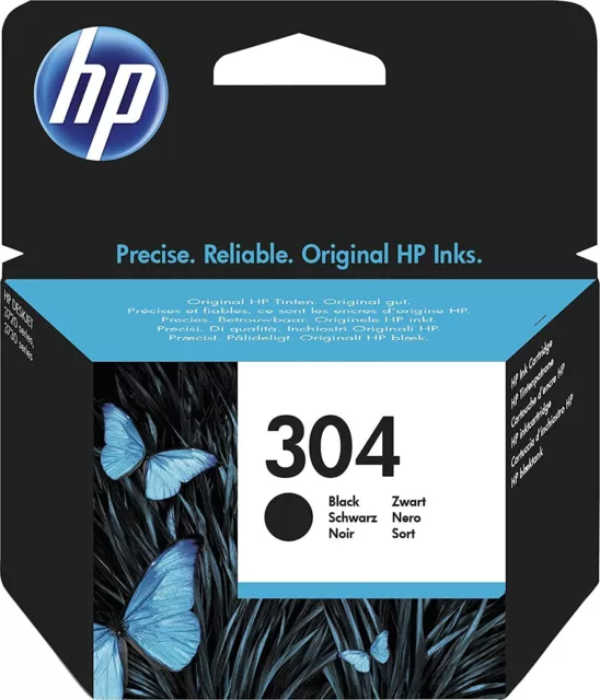 HP 304 Nero, Cartuccia Originale HP, Compatibile con Stampanti HP DeskJet 2620