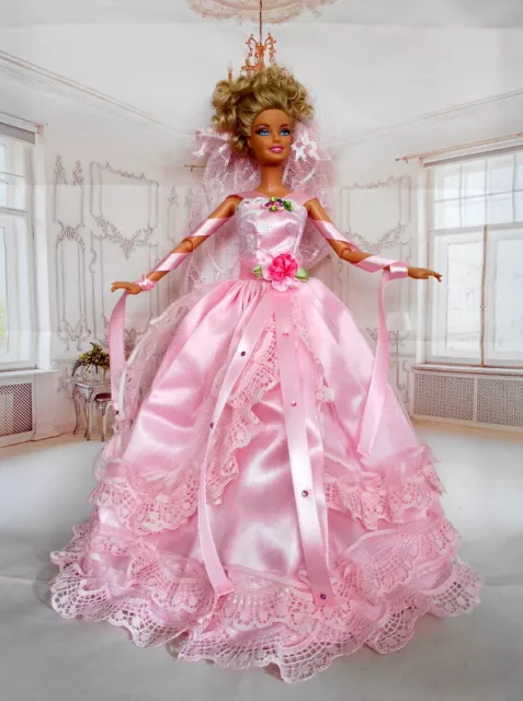 Abito Vestito Per Barbie E Fashion Royalty-Abito Da Sposa